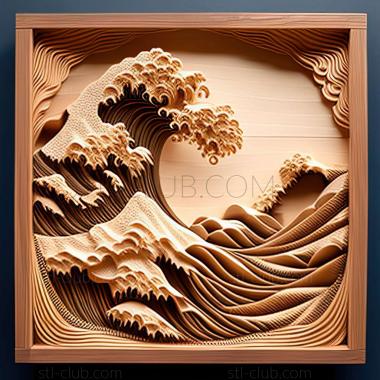 3D model great wave (STL)